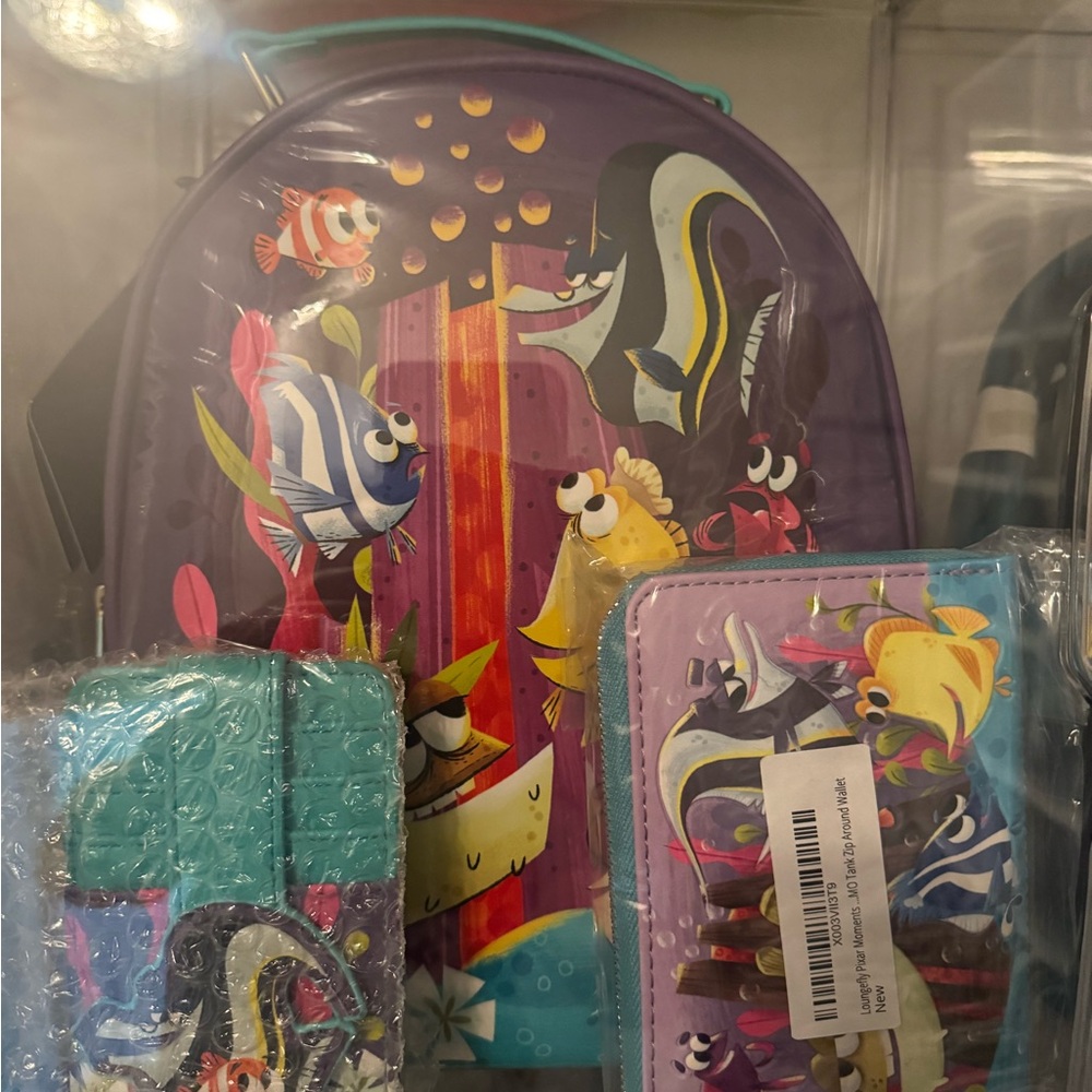 Colorful Fish Print Backpack and Wallet Set